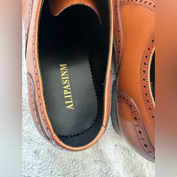 ALIPASINM Men's Wingtip Oxford Dress Shoes Lace Up Size 13 ,Brown Leather New - Picture 4 of 11